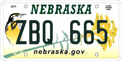 NE license plate ZBQ665