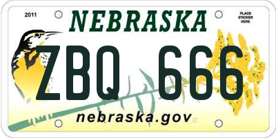 NE license plate ZBQ666