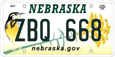 NE license plate ZBQ668