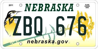NE license plate ZBQ676