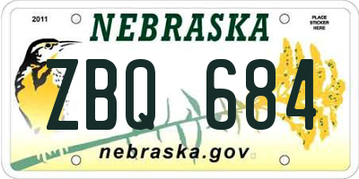 NE license plate ZBQ684
