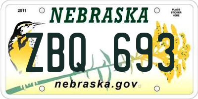 NE license plate ZBQ693