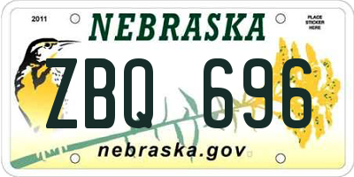 NE license plate ZBQ696