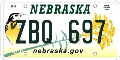 NE license plate ZBQ697