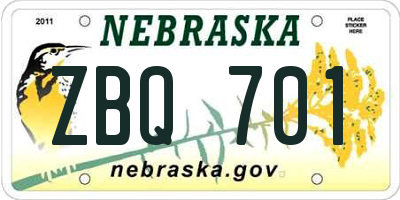 NE license plate ZBQ701
