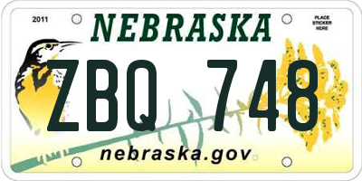 NE license plate ZBQ748