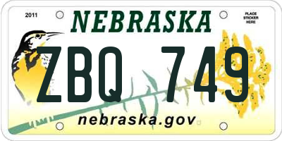 NE license plate ZBQ749