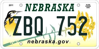 NE license plate ZBQ752