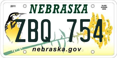 NE license plate ZBQ754