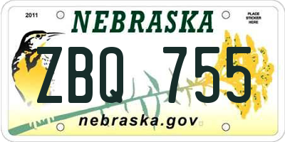 NE license plate ZBQ755