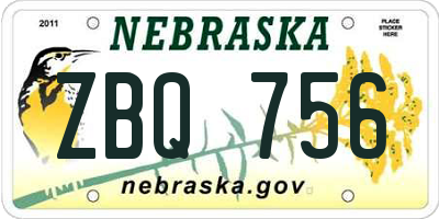 NE license plate ZBQ756