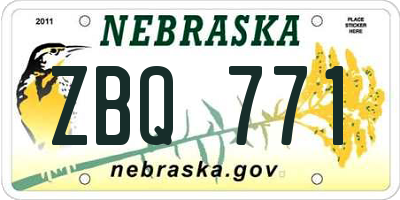 NE license plate ZBQ771