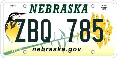 NE license plate ZBQ785