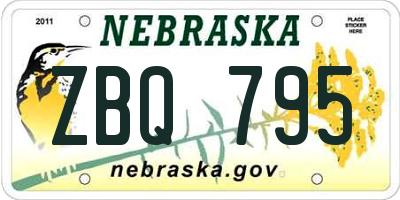 NE license plate ZBQ795