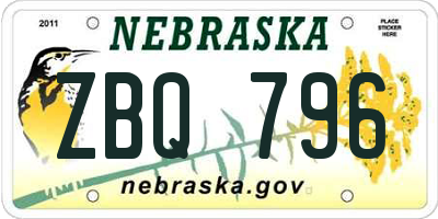 NE license plate ZBQ796