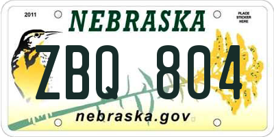 NE license plate ZBQ804