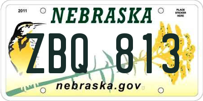 NE license plate ZBQ813