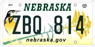 NE license plate ZBQ814