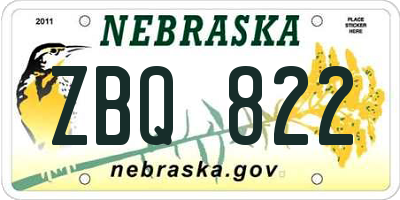 NE license plate ZBQ822