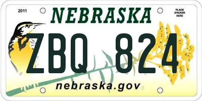 NE license plate ZBQ824