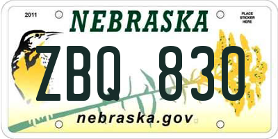 NE license plate ZBQ830