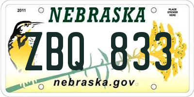 NE license plate ZBQ833