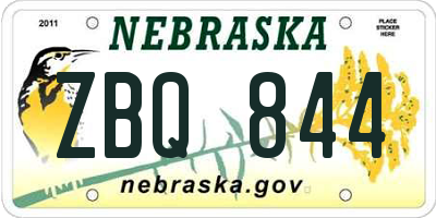 NE license plate ZBQ844