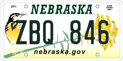 NE license plate ZBQ846