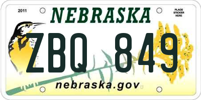 NE license plate ZBQ849