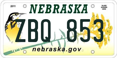 NE license plate ZBQ853