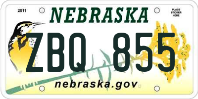 NE license plate ZBQ855