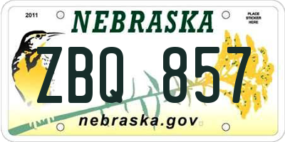 NE license plate ZBQ857