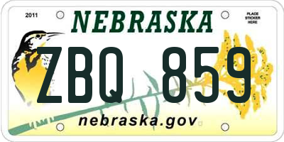 NE license plate ZBQ859