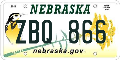 NE license plate ZBQ866