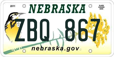 NE license plate ZBQ867