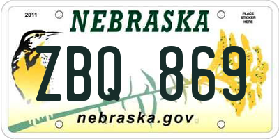 NE license plate ZBQ869