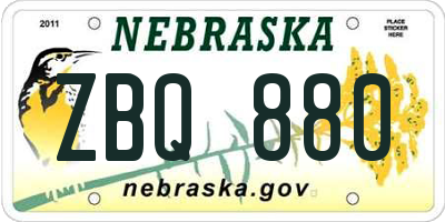NE license plate ZBQ880