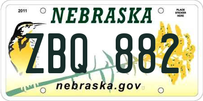 NE license plate ZBQ882