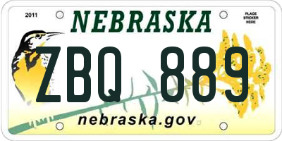 NE license plate ZBQ889