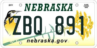 NE license plate ZBQ891