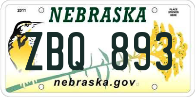 NE license plate ZBQ893