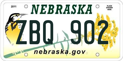 NE license plate ZBQ902
