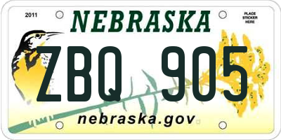 NE license plate ZBQ905