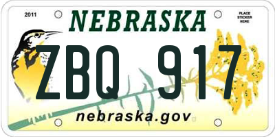 NE license plate ZBQ917