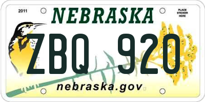 NE license plate ZBQ920