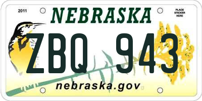 NE license plate ZBQ943