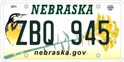 NE license plate ZBQ945