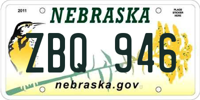 NE license plate ZBQ946