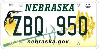NE license plate ZBQ950