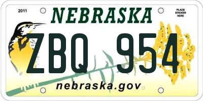 NE license plate ZBQ954